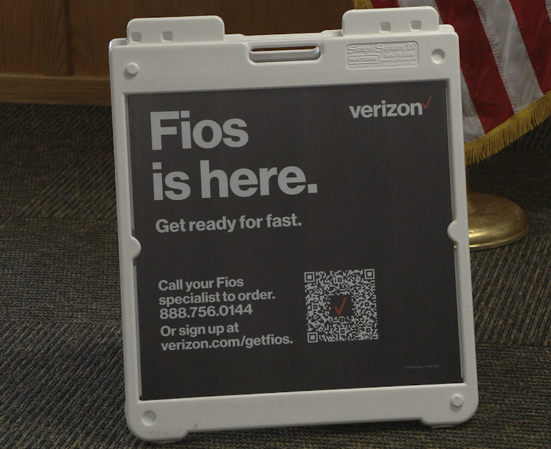 Verizon Fios sign at Lafayette Town Hall.